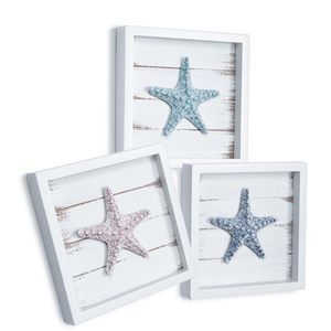Tideandtales 3d Starfish Wall Art (framed Set Of 3) Coastal Theme Wall Hanging🦈
